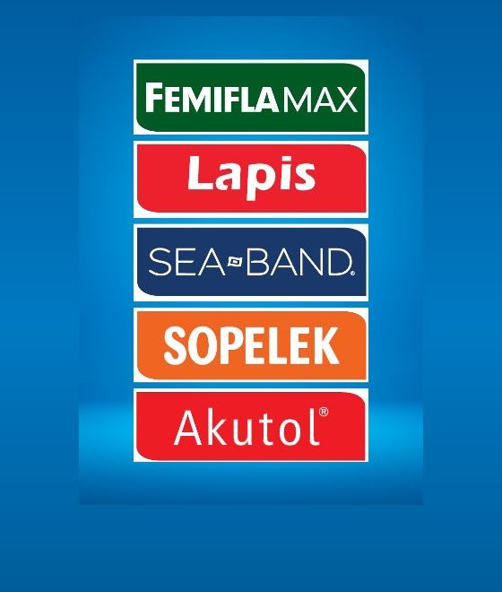 Logotypy marek na wyłączność: Femiflamax, Lapis, Sea-Band, Sopelek, Akutol